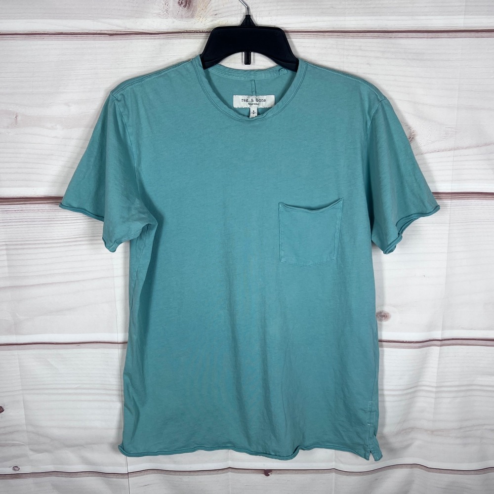 rag & bone T-Shirt Mens Small Teal Short Sleeve Pocket Tee Organic Cotton Top